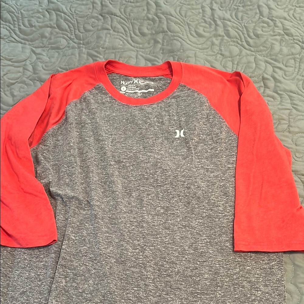 Hurley Red and Gray Raglan Tee